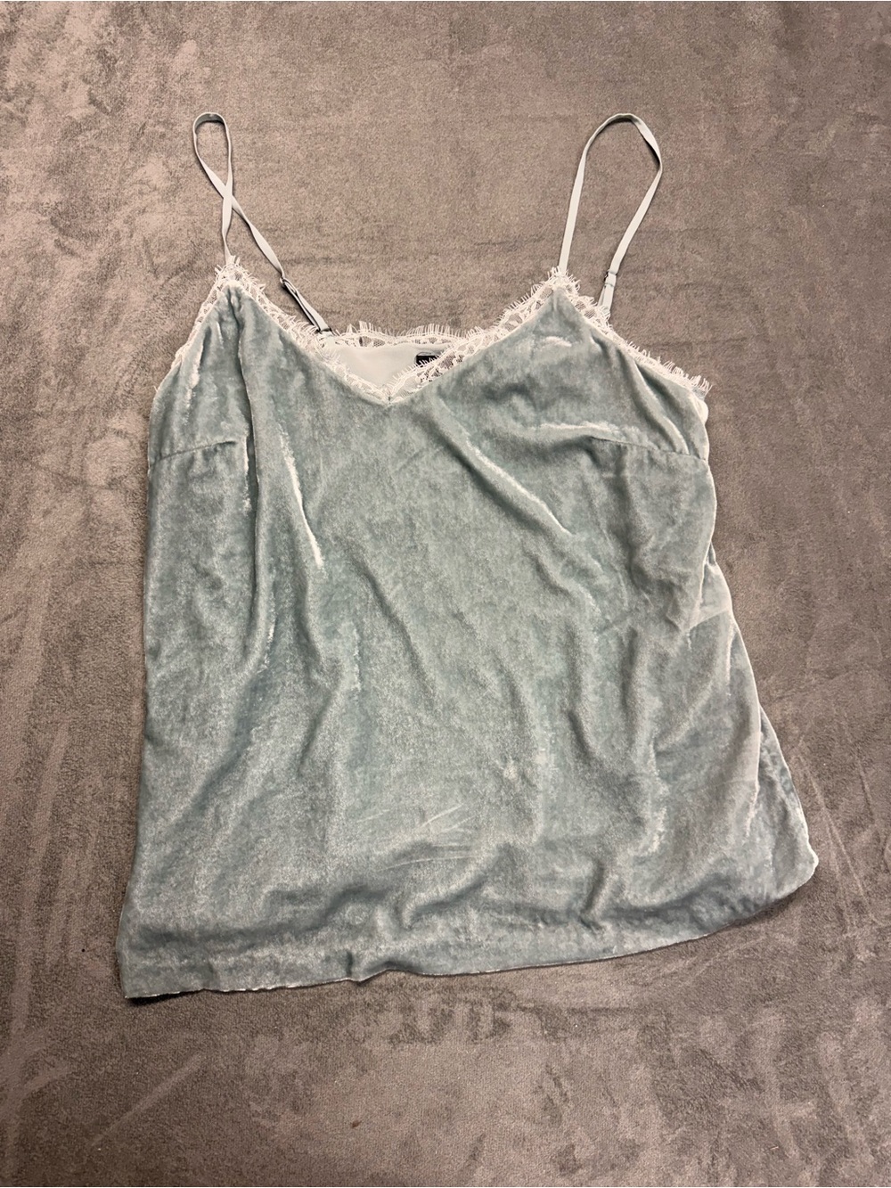Y2K Marciano Pale Blue Velvet Lace-Trim Camisole